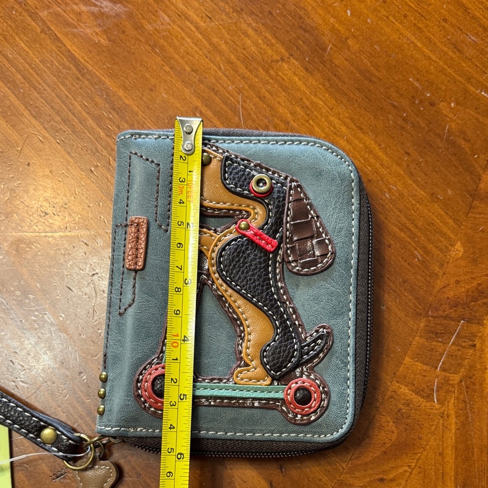 Chala Teal Dog Scooter Zip Wallet with Wristlet - Picture 6 of 7